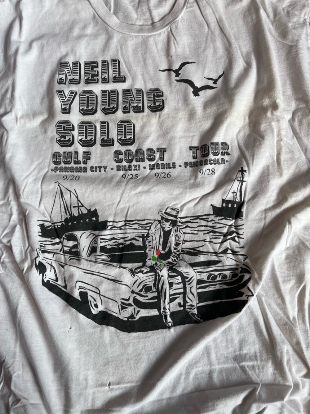Vintage Neil Young solo gulf tour t shirt XL
